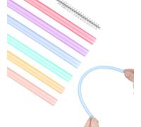 Lot de 6 pailles réutilisables en silicone pour thé à bulles, cocktail, café, juice, sans BPA, colorées, avec brosses de nettoyage, respectueuses de l'environnement