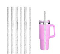 Lot de 6 pailles transparentes scintillantes pour tasse Stanley Cup 100 ml + 1 brosse de nettoyage, réutilisables, sans BPA, passent au lave-vaisselle, accessoires pour gobelets et gobelets