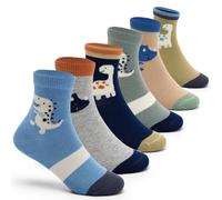 Lot de 6 Paires Chaussette enfant sans couture chaussettes dinosaure enfant chaussettes garcon coton pour toute la saison 27-30/8-10 Ans
