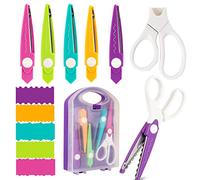 Lot de 6 paires ciseaux décoratifs à bord papier avec boîte rangement, 5 types ciseaux à bords zigzag, parfaits pour lescartes, les photos, scrapbooking, bureau, l'école et la maison