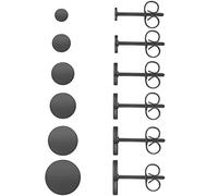 Lot de 6 paires de boucles d'oreilles à tige en acier chirurgical plaqué or noir pour homme et femme, Plaqué or, Pas de gemme