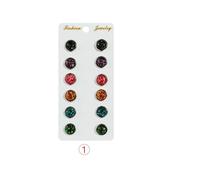 Lot de 6 paires de boucles d'oreilles à tige rondes en cristal de quartz coloré avec strass brillants pour femmes et filles, résine.