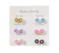 Lot de 6 paires de boucles d'oreilles boules noires en or pour femmes - Boucles d'oreilles pendantes pour femme - Bijoux de mode d'anniversaire ou boucles d'oreilles en fil, taille unique, Plastique