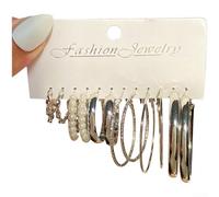 Lot de 6 paires de boucles d'oreilles géométriques carrées rétro avec perles en résine pour des choix de bijoux élégants et classiques (blanc K 1054)