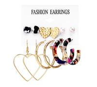Lot de 6 paires de boucles d'oreilles pendantes tendance en acrylique pour femmes et filles, taille unique, Alliage acrylique, Pas de gemme