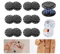 Lot de 6 paires de boutons magnétiques à coudre - 26 mm - Fermeture magnétique avec mini kit de couture - Fermetures magnétiques de poche - Grand bouton pression pour vêtements, coupe-vent, sac,