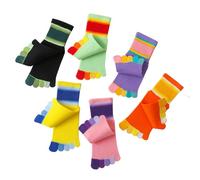 Lot de 6 paires de chaussettes à orteils en coton pour enfants de 2 à 10 ans, chaussettes rayées arc-en-ciel, pour filles et garçons de 2 à 10 ans, Plusieurs, 2-5 ans