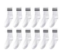 Lot de 6 paires de chaussettes de sport blanches pour femme - En coton respirant - Chaussettes décontractées pour femme - Design à deux bandes - Essentiels de fitness, Blanc., taille unique