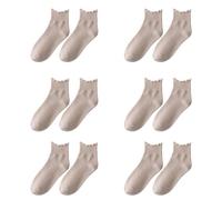 Lot de 6 paires de chaussettes de sport noires pour femme - Chaussettes à volants - Style décontracté - Tricot respirant - Coton - Laitue - Chaussettes à volants - Pour homme - 40-46, kaki, Taille