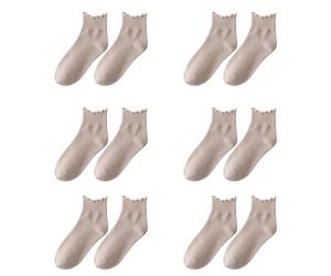Lot de 6 paires de chaussettes de sport noires pour femme - Chaussettes à volants - Style décontracté - Tricot respirant - Coton - Laitue - Chaussettes à volants - Pour homme - 40-46, kaki, Taille