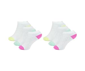 Lot de 6 paires de chaussettes de sport unisexes pour enfants | Talon coloré noir/blanc | Sports d'intérieur/extérieur, course, marche, athlétisme | Maison, école, PE, quotidien, douces, durables et à