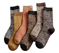 Lot de 6 paires de chaussettes douces à rayures zébrées pour femme