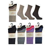 Lot de 6 paires de chaussettes en coton doux au toucher pour femme par Exquisite Elegance, Noir