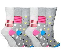 Lot de 6 paires de chaussettes en coton non élastiques pour femme avec prise en main douce | Chaussettes extensibles pour pieds enflés | Chaussettes diabétiques pour femmes taille 37-40, Floral Light