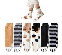 Lot de 6 paires de chaussettes en peluche en forme de griffe de chat, chaudes et moelleuses pour femmes, idéales pour l'hiver