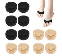 Lot de 6 paires de chaussettes pour avant-pied, bout ouvert, coussinets antidérapants respirants, conviennent pour talons hauts et baskets (noir, couleur chair)