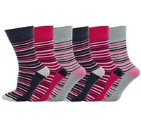 Lot de 6 paires de chaussettes pour femmes SOCK-TEC, non élastiques, en coton doux, ouverture large, adaptées au diabète, pointures 37 à 42, Option 4, Taille unique