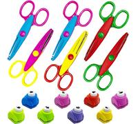 Lot de 6 paires de ciseaux de bricolage pour enfants, 8 pièces, perforeuses à papier avec différents motifs de coupe, ciseaux colorés pour enfants, pour tampons et travaux manuels créatifs, décoration