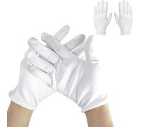 Lot de 6 paires de gants en coton blancs - Gants de protection doux pour mains sèches - Soin hydratant - Gants de soin des mains en coton (blanc)