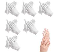 Lot de 6 paires de gants hydratants en coton blanc pour inspection cosmétique de qualité supérieure | eczéma peau sèche sensible irritée spa thérapie poignet sécurisé | taille unique (gants-6p)