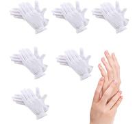 Lot de 6 Paires de Gants Hydratants en Coton Blanc pour la Nuit et le Coucher,Qualité Supérieure,Anti-eczéma,Pour Peau Sensible et irritée,Bracelet sécurisé,Taille Unique (6 paires)