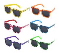 Lot de 6 Paires de Lunettes de Mosaïque Pixel,8 Bits Lunettes de Soleil Lunettes Cool Life Thug Lunettes de Soleil Rigolotes Créatif Lunettes pour Adultes et Enfants pour Halloween,Carnaval,Cosplay