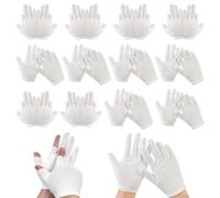 Lot de 6 paires de mitaines pour écran tactile, 6 paires de gants à doigts complets - Gants de travail - Gants hydratants pour le sommeil - Gants blancs polyvalents