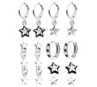 Lot de 6 paires de petites boucles d'oreilles créoles pour femme, simples et exquises, ensemble de boucles d'oreilles vintage Y2K, boucles d'oreilles pendantes en argent Y2K, boucles d'oreilles à tige