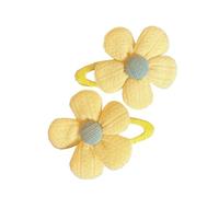 Lot de 6 paires de pinces à cheveux en forme de fleurs en tissu - Fleurs multicolores - Pinces à cheveux automatiques antidérapantes - En métal - Pour femmes - Cheveux fins et moyens - Jaune