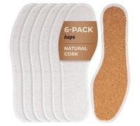 Lot de 6 Paires de Semelles de Chaussures en Liège Naturel avec Ensemble de Tissu Éponge, Semelles de Chaussures Ultra Légères pour Hommes et Femmes, Kaps Cork Frotte (38 EUR)