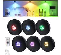 Lot de 6 palets lumineux rechargeables à DEL pour dessous d'armoire, lumières de robinet à piles, lumières adhésives, commandes tactiles et télécommandes, lumières de placard sans fil à intensité
