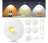 Lot de 6 palets lumineux rechargeables à DEL pour dessous d'armoire, lumières de robinet à piles, lumières adhésives, commandes tactiles et télécommandes, lumières de placard sans fil à intensité