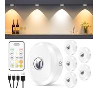 Lot de 6 palets lumineux rechargeables télécommande, 3 températures de couleur et synchronisation, lumière de robinet à intensité variable à coller sous l'armoire