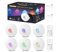 UNUSROOM Lot de 6 palets lumineux à DEL rechargeables, à coller sous un placard, à piles, 2000 mAh, avec commandes tactiles et télécommandes, lumière de placard sans fil pour cuisine (blanc, 13