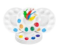 Lot de 6 palettes de mélange rondes en plastique de 15,8 cm - Palette aquarelle - Palette de mélange de peintures acryliques à l'huile avec 11 champs de mélange pour aquarelle, peinture artistique,