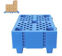 Lot de 6 palettes légères en plastique - Demi-palette universelle - Rectangulaire - 60 x 40 x 10 cm - Pour extérieur, cuisine, balcon, buanderie, jusqu'à 100 kg - Bleu