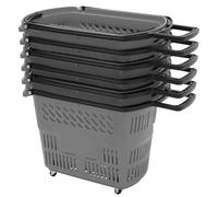 Lot de 6 paniers de courses à roulettes, parfaits pour les marchés et les magasins de détail, solution de rangement facile à manœuvrer pour des achats pratiques