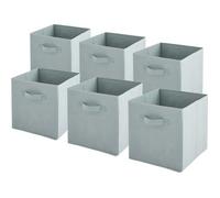Lot de 6 paniers de en tissu pliables - BOX AND BEYOND - Vert Sauge 27x27x27cm