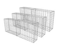 Lot de 6 Paniers de Gabions Argentés en Acier Galvanisé 100 x 30 x 30cm
