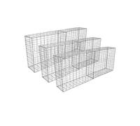Lot de 6 Paniers de Gabions Argentés en Acier Galvanisé pour Projets d’Aménagement Extérieur, Murs de Soutènement, Clôture de Jardin. 100 x 95 x 30cm