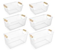 Lot de 6 paniers de Rangement en Fil métallique, 3 Tailles, Boutons et poignées pour armoires, bacs de Rangement en Maille d'acier et Bois, conteneurs organisateurs, Cadeau pour la