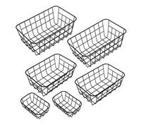 Lot de 6 paniers de rangement en métal noir - 2 x 25/21/15 cm - Étagères empilables - Corbeille métallique pour étagère, armoire, cuisine, bureau