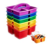 Lot de 6 paniers de rangement portables divisés en plastique, panier multi-compartiments, panier à outils de peinture pour la maternelle, panier de papeterie, boîtes de rangement empilables pour les