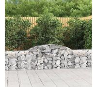 Lot de 6 paniers gabions 300 x 30 x 60/80 cm en fer galvanisé, design en arc haut, barrière de jardin stable, insonorisant, pour l'extérieur