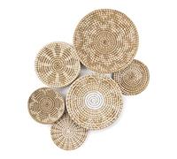 Lot de 6 paniers muraux en jonc de mer tissés à la main pour décoration murale dans un style côtière, rustique ou bohème