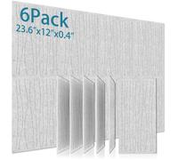 Lot de 6 panneaux acoustiques autocollants, panneaux isolants en polyester, panneaux muraux insonorisants haute densité, 60 x 30 x