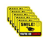 Lot de 6 panneaux autocollants « Smile Your On Camera » - Étanche - Inscription « You Are Being Recorded » - Pour la maison, le bureau, le magasin, la porte (14 x 9,7 cm)
