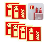 Lot de 6 Panneaux Dextincteur 15 x 15 cm en PVC lumineux Autocollants Pour Extincteur Autocollants Pour Extincteur Marquages de Sécurité Panneaux Dextincteur Autocollants Pour Extincteur