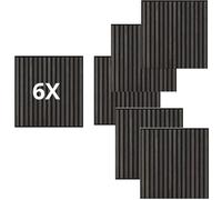 Lot de 6 panneaux effet slatwall revêtement mural plafond polymère plastique intérieur extérieur 60 x 60 cm emboîtement latéral coupable rigide décoratif noir foncé pvc carré tuile