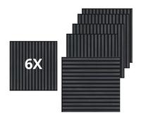 Lot de 6 panneaux effet slatwall revêtement mural plafond polymère plastique intérieur extérieur 60 x 60 cm emboîtement latéral coupable rigide décoratif noir pvc carré tuile